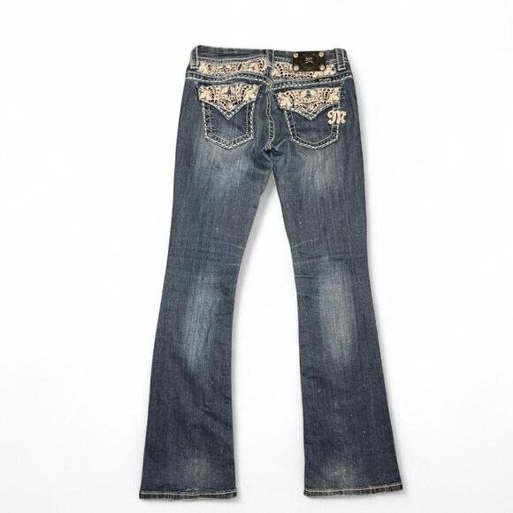 Miss Me blue bootcut embellished low rise jeans JE8032BL Size 26 - Picture 3 of 8